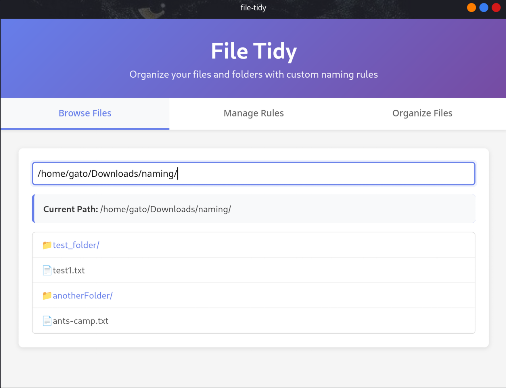 File Tidy App Screenshot